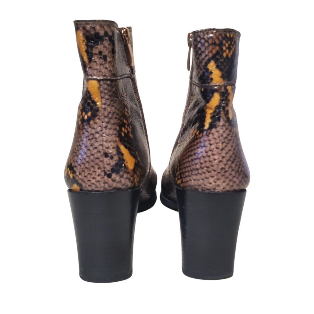 Franco Sarto Leather Boot Snake Print Square Toe - Picture 6 of 13